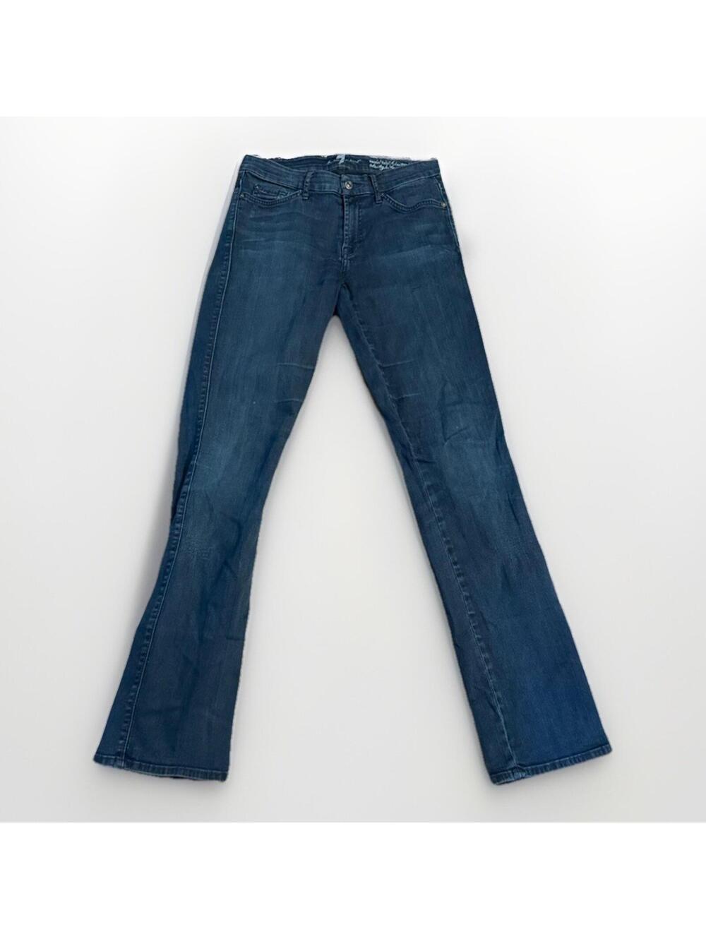 7 For all Mankind Kimmie Straight Denim Jeans Womens 32 Blue Dark Wash Stretch